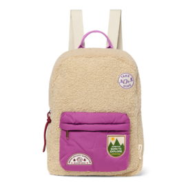 Studio Noos Teddy Midi Rugzak -  Ecru + Purple