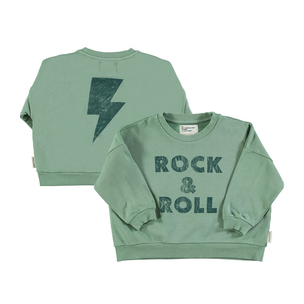 Piupiuchick Sweater  -  Groen met Rock & Roll print