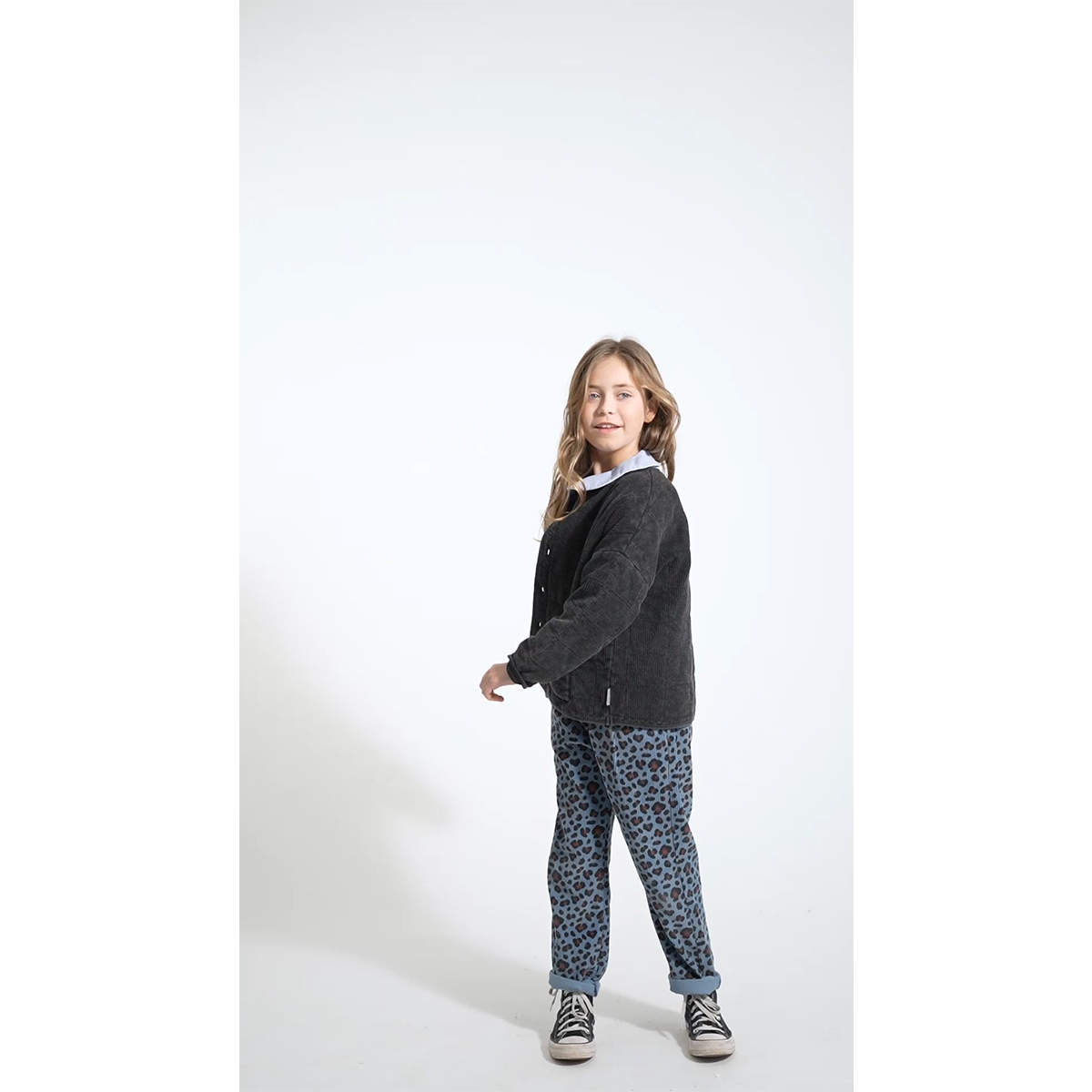 Piupiuchick  Blauwe Corduroy Broek - Animal print