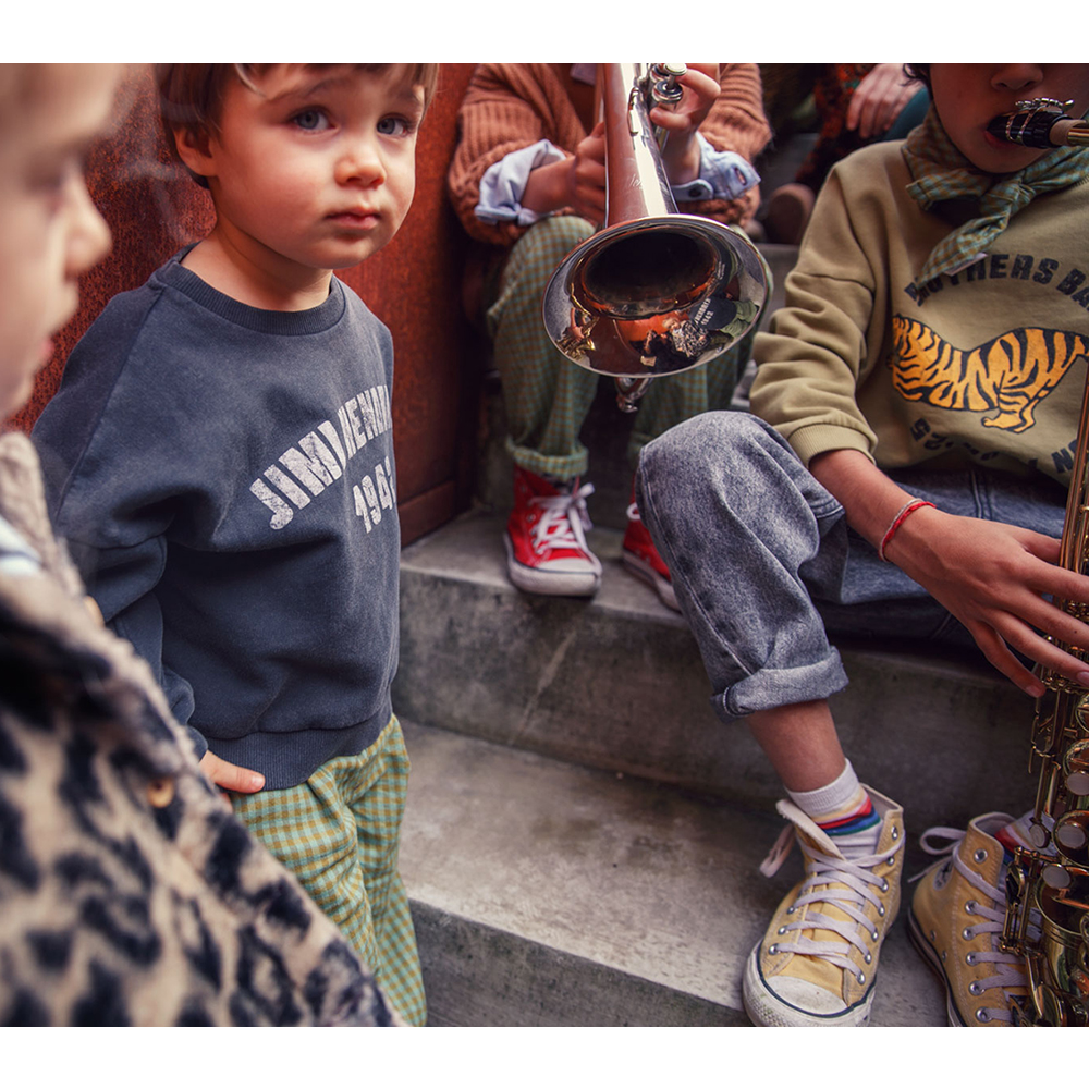 Piupiuchick Babysweater -  Faded Black met Jimi Hendrix print
