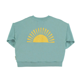 Piupiuchick | Blauwgroene sweater met "Burning Sand" print (met rugprint)