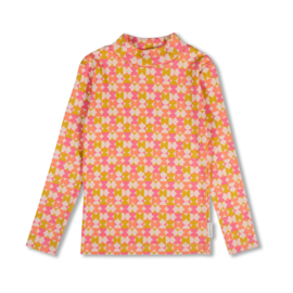 Petit Blush Rib Turtle Neck - Diabolo A.O.P.
