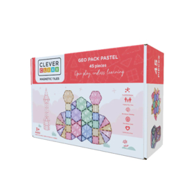 Cleverclixx | Magnetische tegels | Geo Pack Pastel | 45 stuks