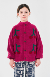 Bobo Choses | Cherry Intarsia cardigan | Fuchsia