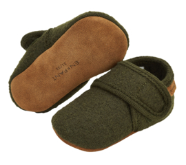 Enfant | Wollen babypantoffels Rosin | Mosgroen