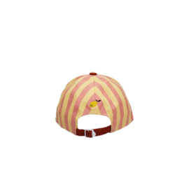 Sticky Lemon gestreepte pet - Coral Pink + Sandy Yellow