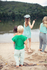 Piupiuchick | Unisex broek wit en groen gestreept