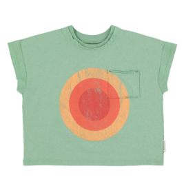 Piupiuchick | Groen T-shirt met multicolor cirkel print (met rugprint)