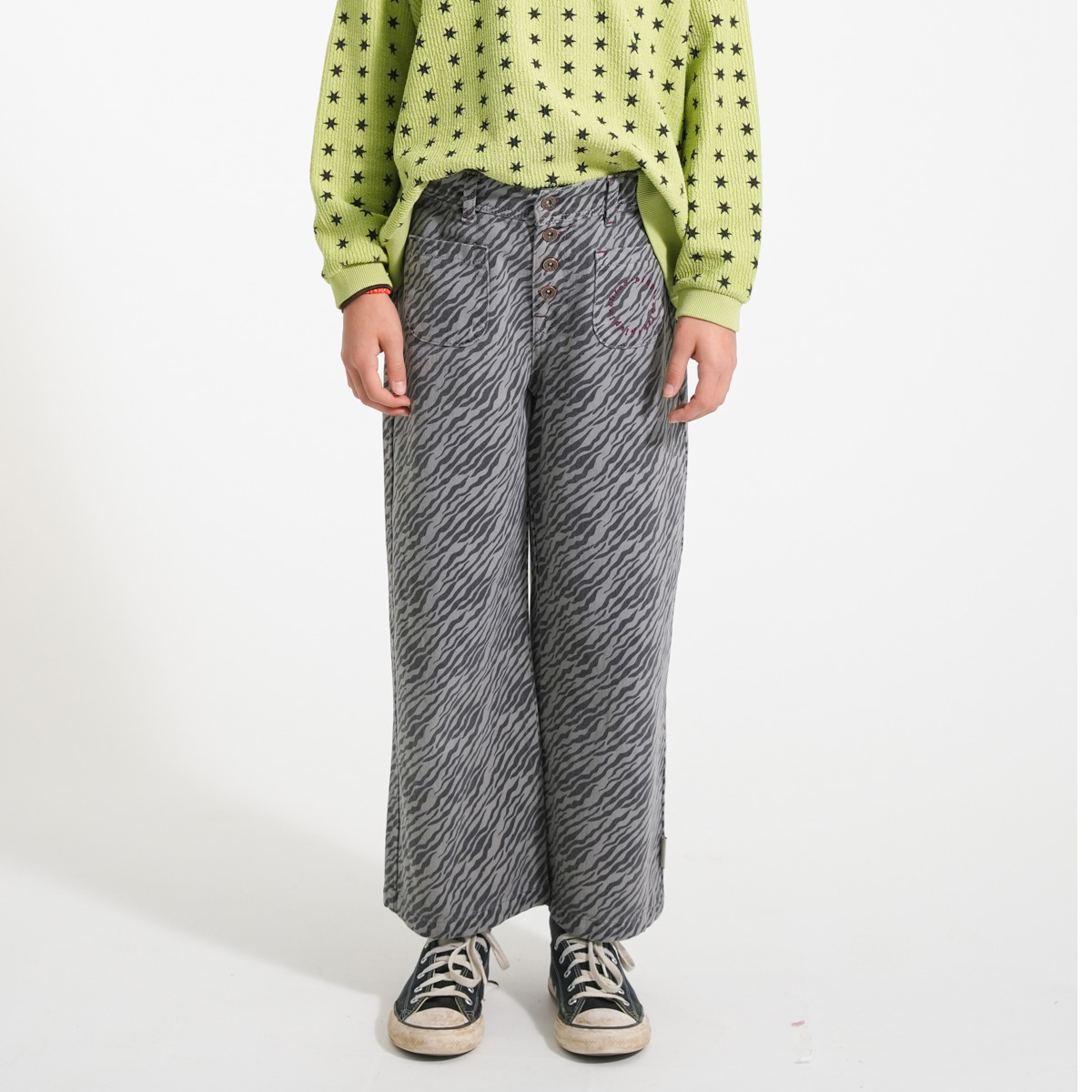 Piupiuchick Flared Broek -  Grijs met Zebraprint