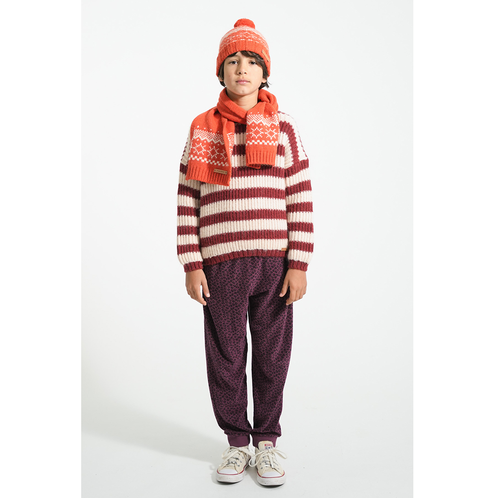 Piupiuchick Rode Jacquard Gebreide Sjaal