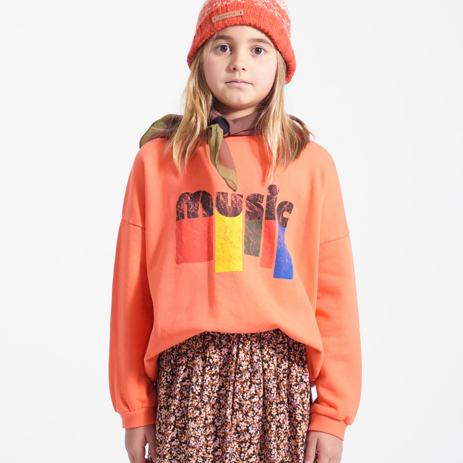 Piupiuchick Oranje sweater met Music print
