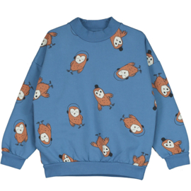 Lotiekids | Sweater | Blauw met a.o.p.uilen