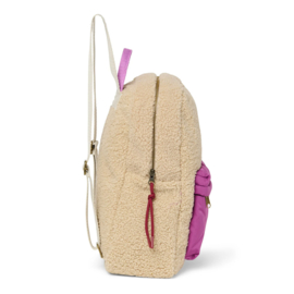 Studio Noos Teddy Midi Rugzak -  Ecru + Purple