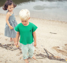 Piupiuchick | Unisex broek wit en groen gestreept