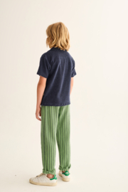 Cozmo - rustic striped green cotton trousers