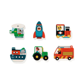 Djeco Houten puzzel voertuigen Puzzlo Vroom DJ01831 | 2+