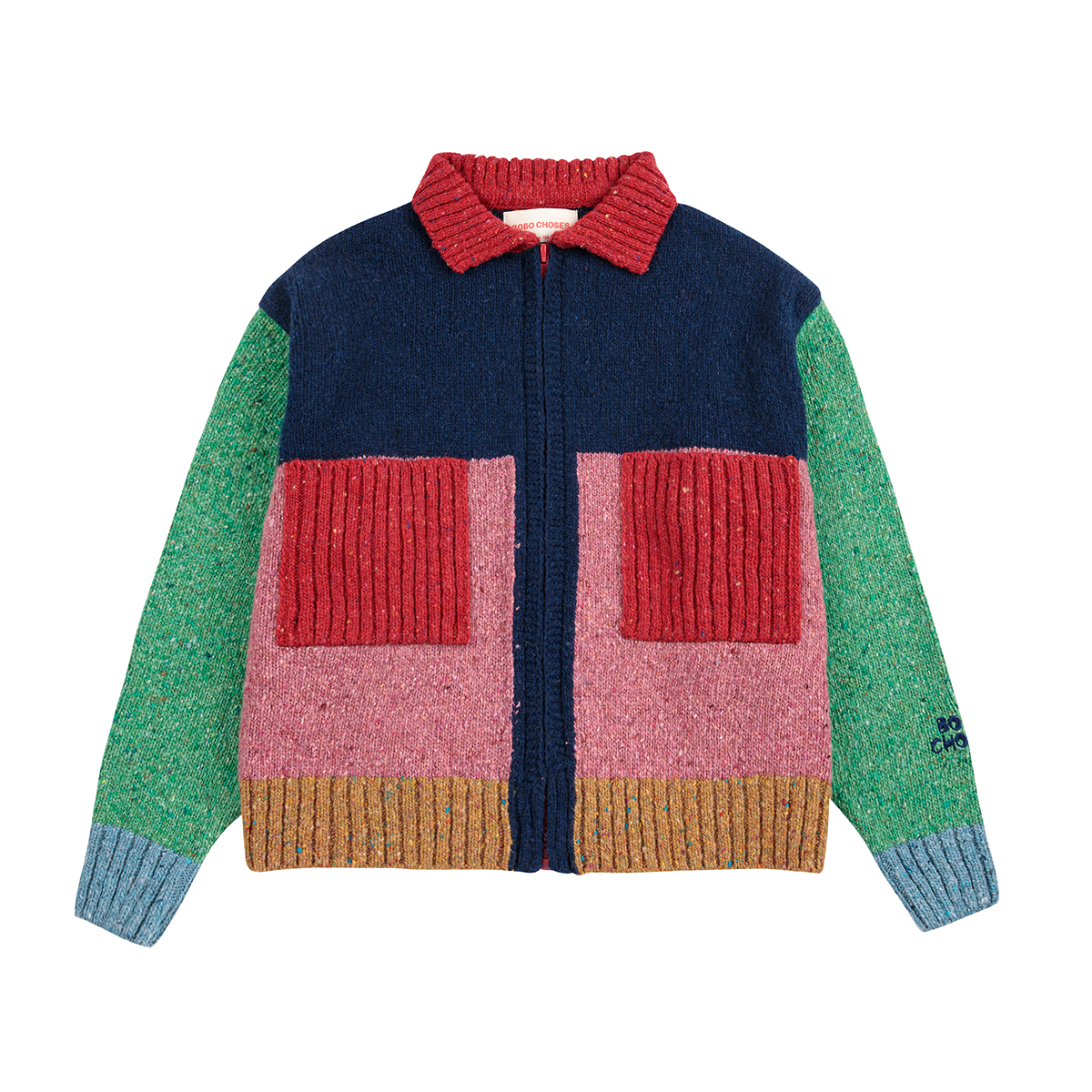 Bobo Choses Gebreid Color Block vest met ritssluiting