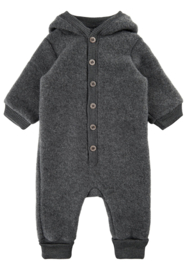 Mikk-line | Merinowollen baby suit met capuchon | Anthraciet melange