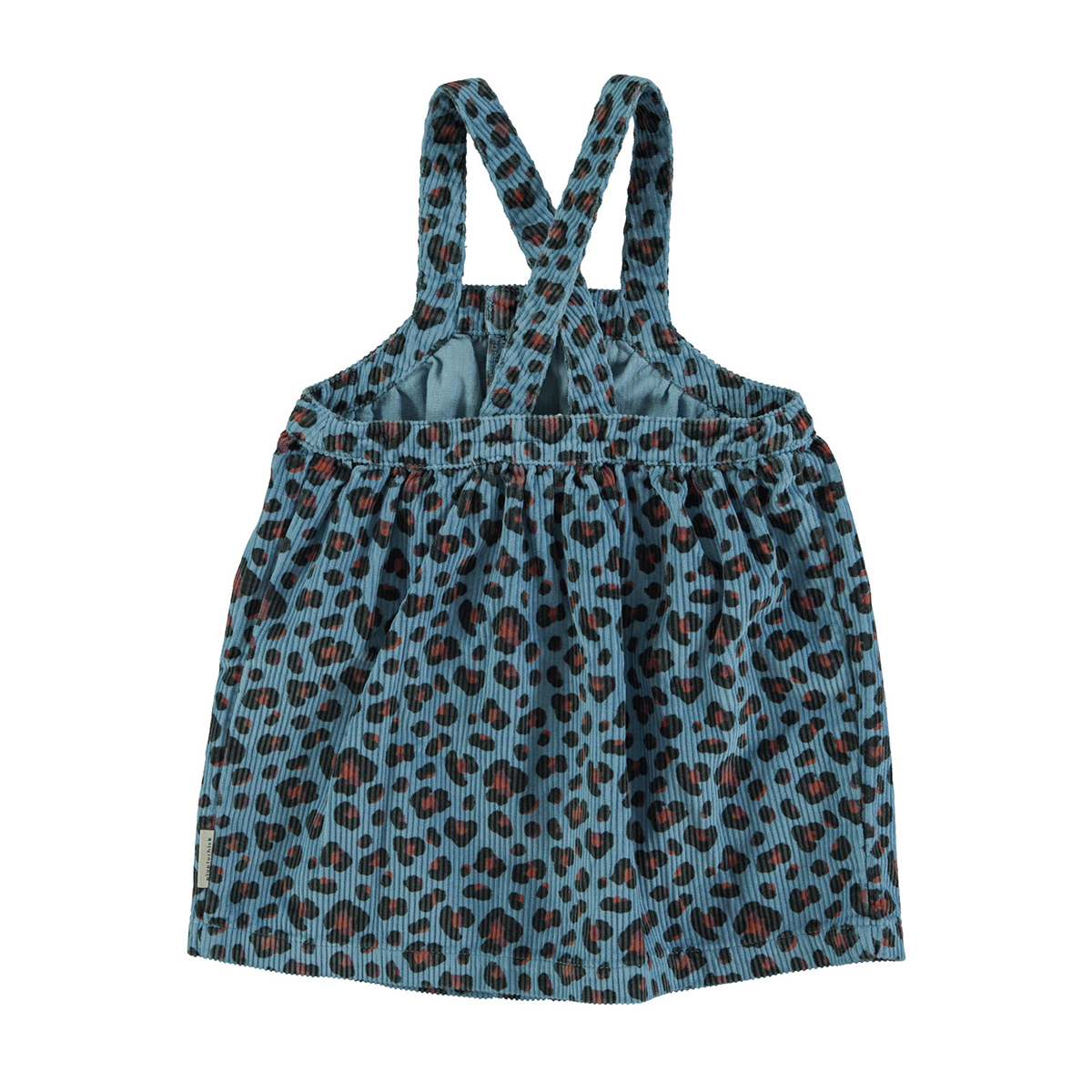 Piupiuchick Blauwe Corduroy jurk -  Animal print