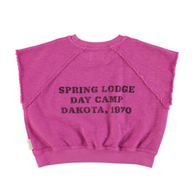 Piupiuchick mouwloze fuchsia sweater met rugprint