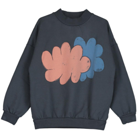 Lotiekids | Sweater | Antraciet met Clouds print