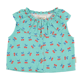 Piupiuchick geruite blouse met kersjes