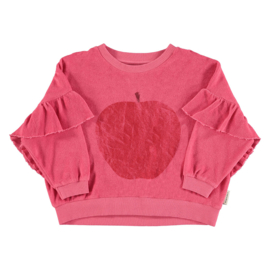 Piupiuchick | Terry sweatshirt strawberry pink met rode appelprint