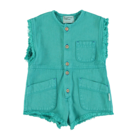 Piupiuchick jumpsuit - Turkoois met kersen rugprint