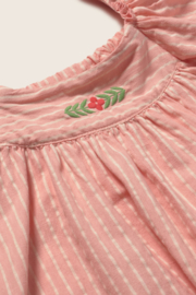 Cozmo - rose-striped linen look dress