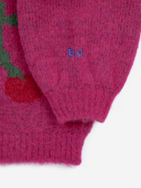 Bobo Choses | Cherry Intarsia cardigan | Fuchsia