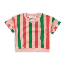 Sproet & Stripe | Cropped shortsleeve sweatshirt Stripe | Coral