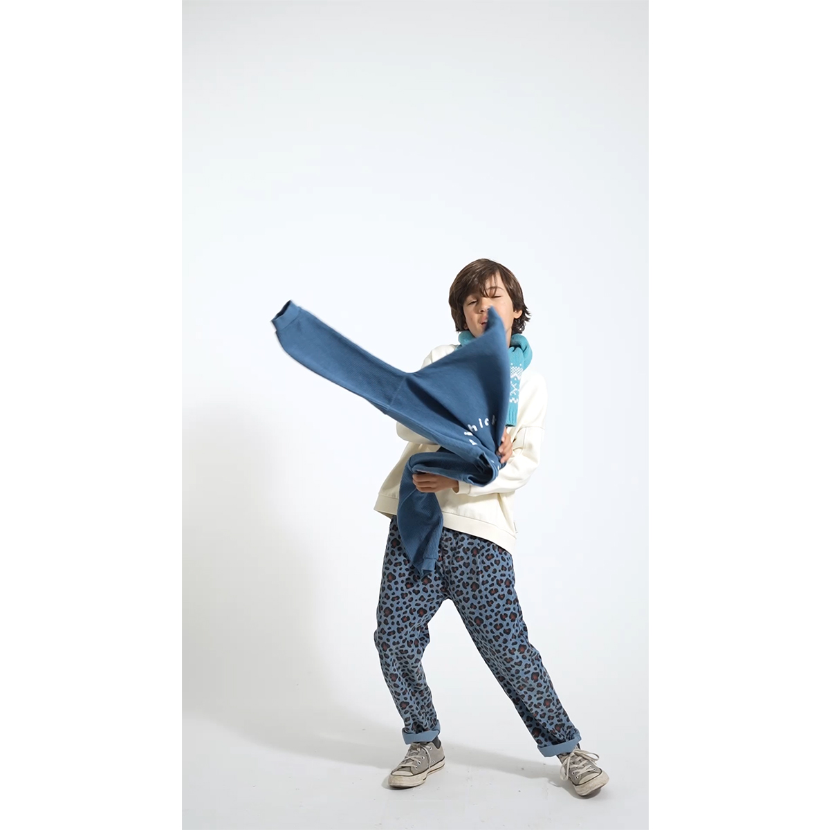 Piupiuchick  Blauwe Corduroy Broek - Animal print