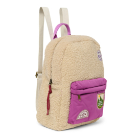 Studio Noos Teddy Midi Rugzak -  Ecru + Purple