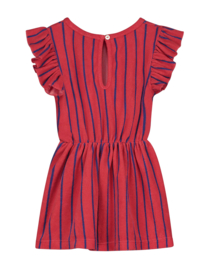 Bonmot | Terry dress frilles and stripes | Red
