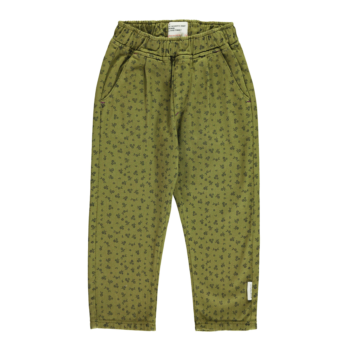 Piupiuchick Broek -  Khaki met zwarte bloemetjes