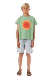 Piupiuchick | Groen T-shirt met multicolor cirkel print (met rugprint)