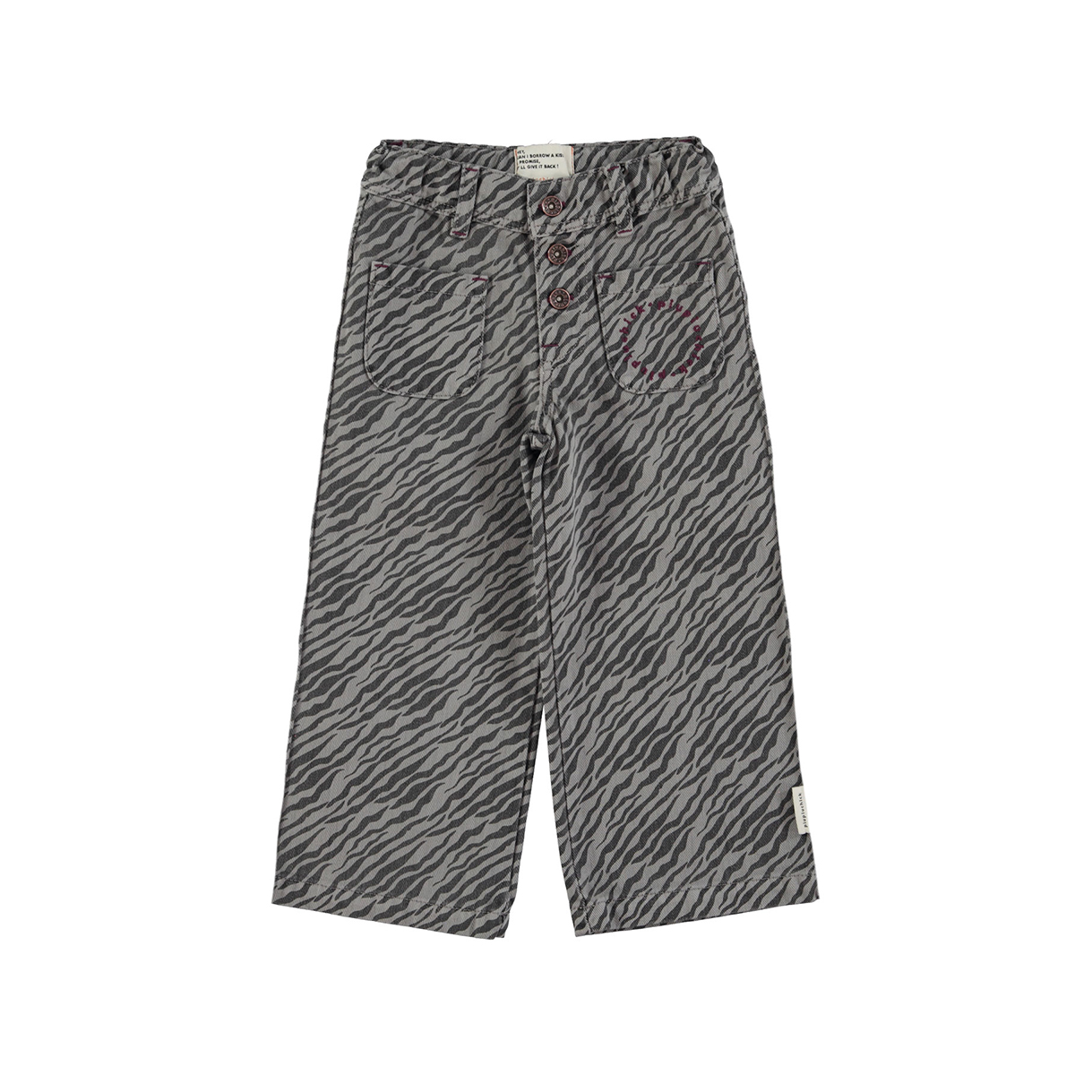 Piupiuchick Flared Broek -  Grijs met Zebraprint