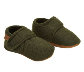 Enfant | Wollen babypantoffels Rosin | Mosgroen
