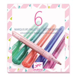 Djeco 6 Glitter Markers Sweet DJ08877 | 6+