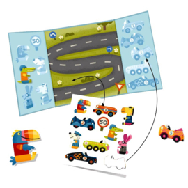 Djeco herbruikbare stickers Auto's DJ09073 | 18m+