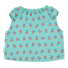 Piupiuchick geruite blouse met kersjes