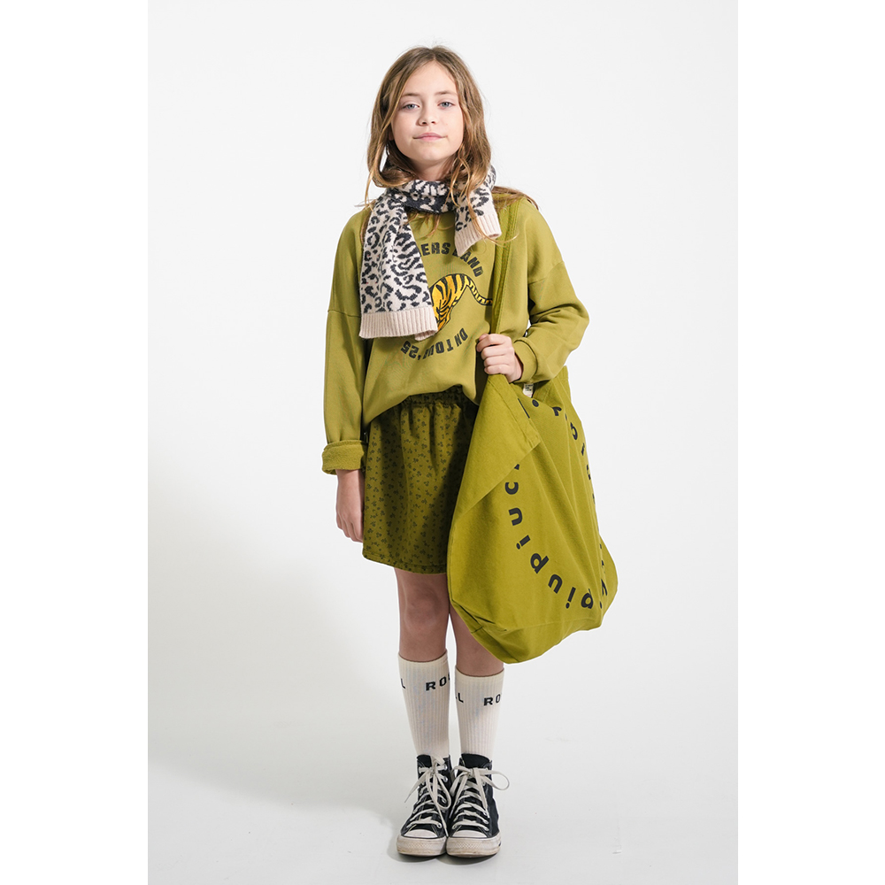 Piupiuchick Olijfgroene Sweater met Tijger