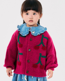 Bobo Choses | Cherry Intarsia cardigan | Fuchsia