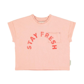 Piupiuchick | Lichtroze T-shirt met "Stay Fresh" print (met rugprint)