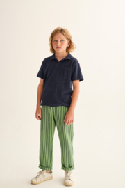Cozmo - rustic striped green cotton trousers