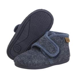 Enfant | Wollen kinderpantoffels | Navy Melange