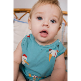 Lotiekids summer baby playsuit Seagulls - Pacific Blue