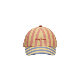 Sticky Lemon gestreepte pet - Coral Pink + Sandy Yellow