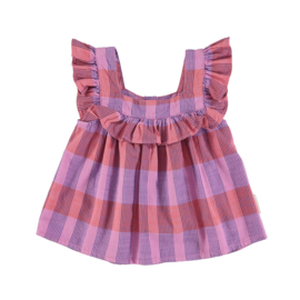 Piupiuchick mouwloze geruite blouse - Lavender