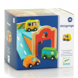 Djeco houten mini garage met auto's DJ06387 | 18m+